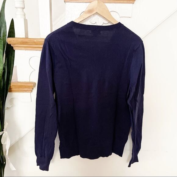 Merona Cotton Blend Navy V-Neck Pullover Sweater Size Small - Picture 2 of 5